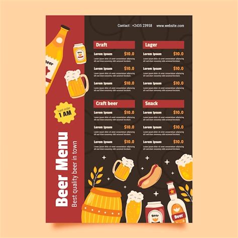 Free Vector Hand Drawn Beer Menu Design