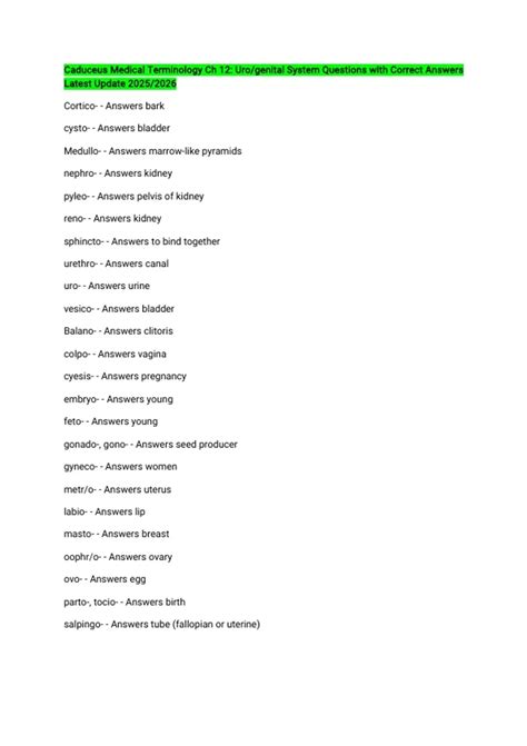 Caduceus Medical Terminology Ch 12: Uro/genital System - Caduceus