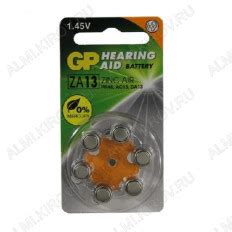Купить Элемент питания ZA13/PR48 (для слуховых аппаратов) GP 1.4В; 255 ...