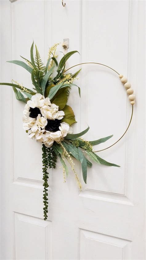 Neutral Hoop Wreath Everyday Wreath Indoor Wall Decor Etsy Floral