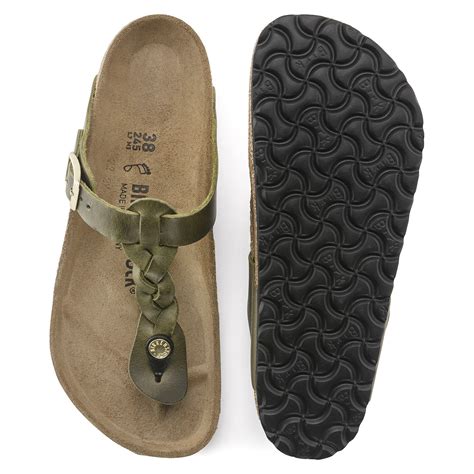 Gizeh Braided Oiled Leather Olive Green Birkenstock