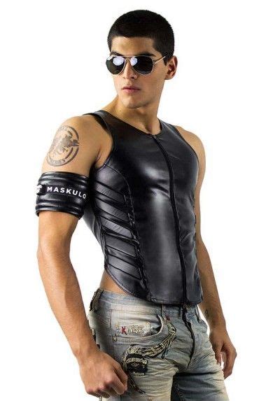 Muscle Padded Leather Vest Magnum Mens Leather Clothing Mens Leather Pants Leather Fashion Men