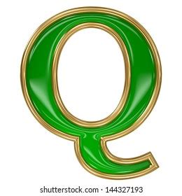 Emerald Green Golden Outline Alphabet Letter Stock Illustration