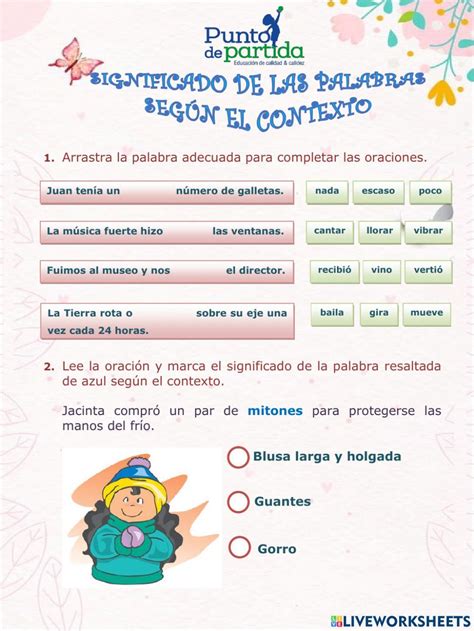 Significado de palabras según el contexto worksheet