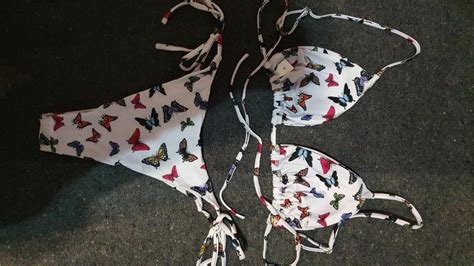 String Bikini Swimsuit Butterfly Print Women S Fashion Swimwear Bikinis Swimsuits On Carousell