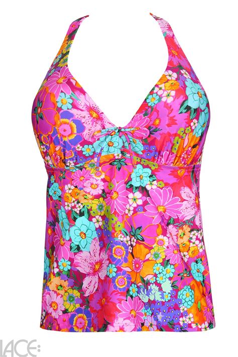 PrimaDonna Swim Najac Plunge Tankini Top D G Cup FLORAL EXPLOSION Lace Lingerie