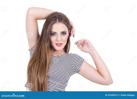 Belle Fille Blonde Avec Le Long Cheveu Photo stock Image du beauté amical