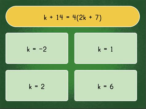 Quiz Solving Multi Step Equations Game