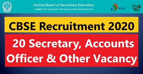 CBSE Recruitment 2020 : Apply for 20 Secretary, Accounts Officer