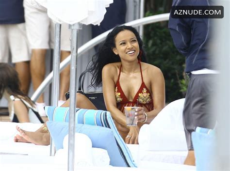Karrueche Tran Wearing A Red Bikini In Miami Aznude