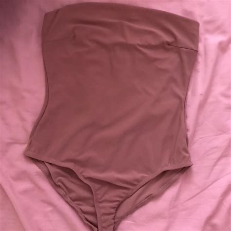 Fashion Nova Beige Nude Bandeau Bodysuit In A Size Depop