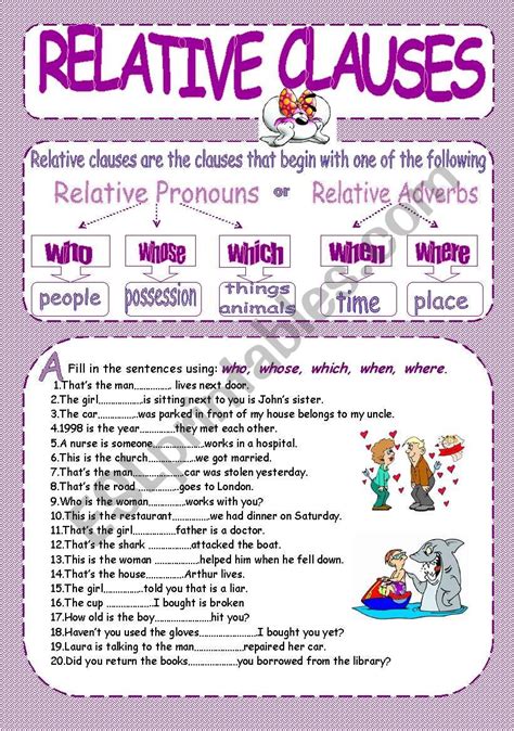 Relative Clauses ESL Worksheet By Kodora