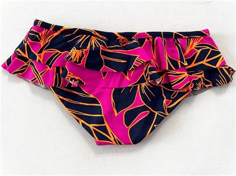 Maaji Girls Reversible Bikini Swim Bottom Ruffled Pink Navy Floral