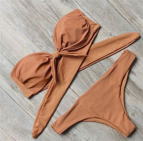 Front Knot Cut Out Front Bandeaux Bikini Set W T I Design Artofit