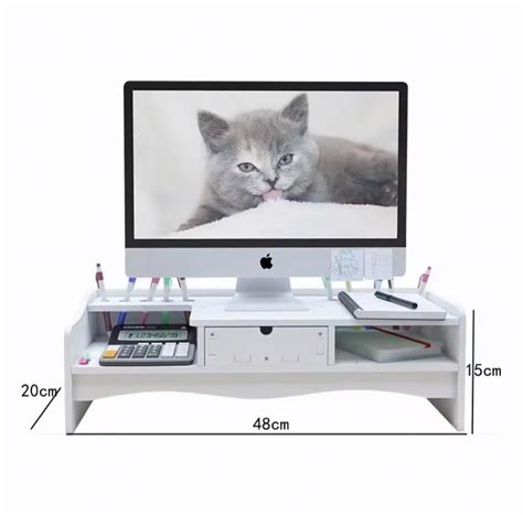 White Monitor Riser Double Layer Computers And Tech Parts And Accessories