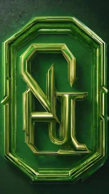 Signe Nu Lettre De L Alphabet Grec Symbole Hexagone Vert Photo Premium