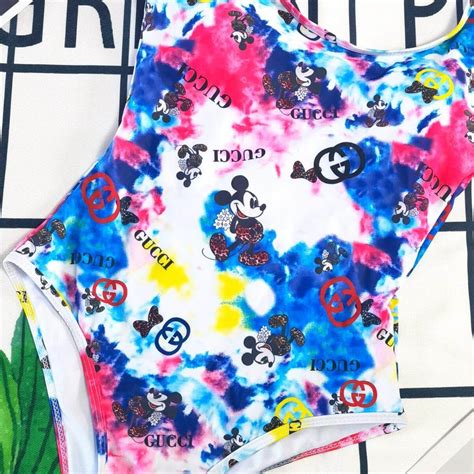 Gucci Tye Dye Mickey Mouse Swimsuit Beach Babe Bikini