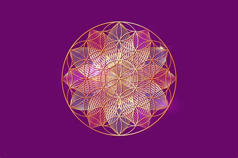 Flor De La Vida Mandala Espiritual Dorada Geometría Sagrada