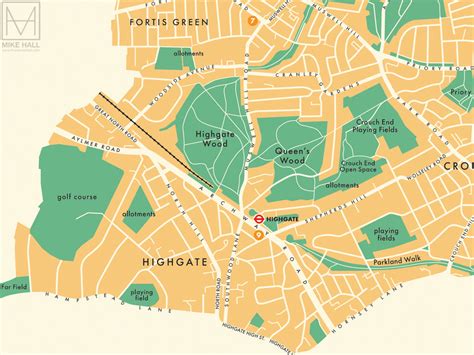 Haringey (London borough) retro map giclee print – Mike Hall Maps ...