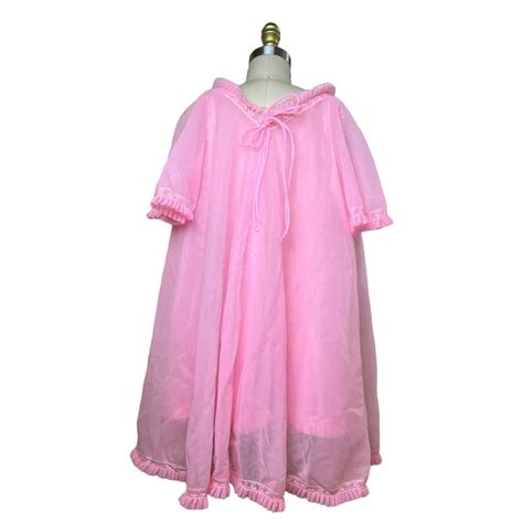 1960s Bubble Gum Pink Coquette Lingerie Nightgown Depop