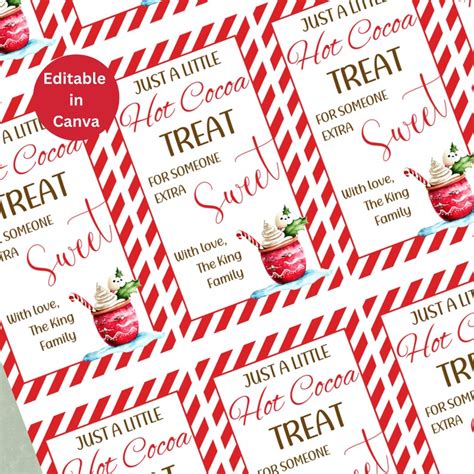 Printable Hot Cocoa Christmas Gift Tag Edit With Canva Hot Etsy