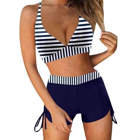 Utsjkr Women S V Neck Halter Ruched Bathing Suits Vintage Printed Conservative Swimwear Bikini