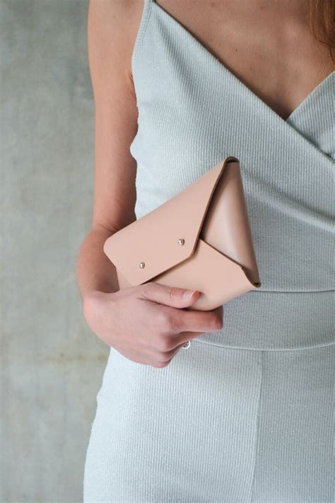 Nude Leather Clutch Bag Nude Envelope Clutch Leather Bag Etsy