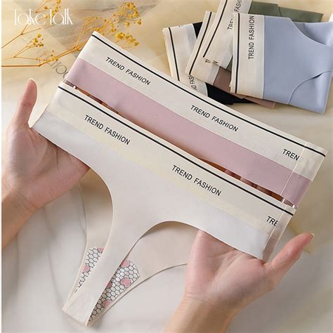 Take Talk Seamless Thong Antibacterial Panty Ice Silk Hot Temptation Bikini T Back High Waist G