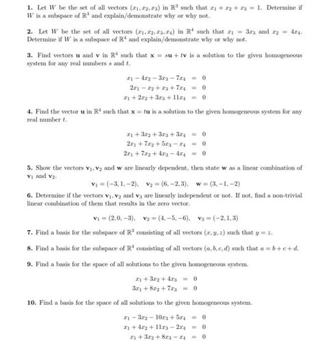 Solved 1 Let W Be The Set Of All Vectors X1x2x3 In R3