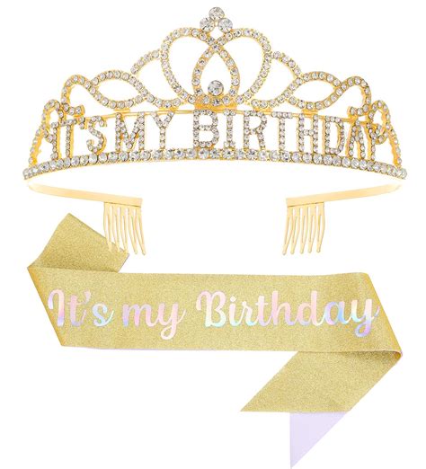 Queenship Birtthday Tiara Crown With Sash For Women