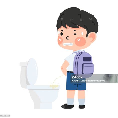 Vetores de Cartoon Kid Xixi No Vaso Sanitário e mais imagens de ...
