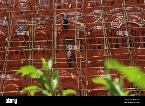 Restoration Work Of Historical Hawa Mahal Hi Res Stock Photography And
