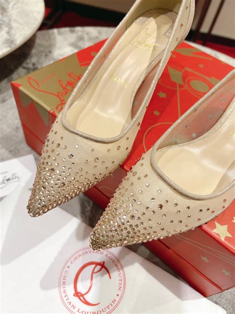 Replica Christian Louboutin Follies Strass Pumps Mm In Nude Mesh