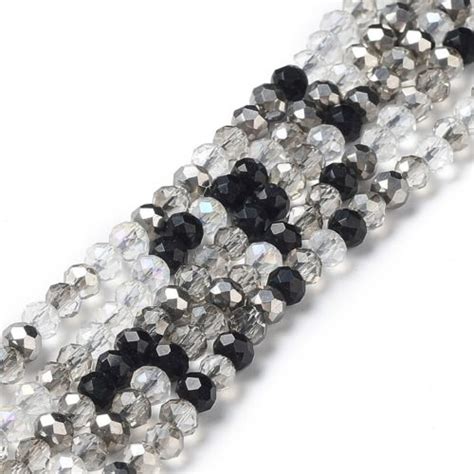 Black And Grey Crystal Rondelle Bead Riverside Beads