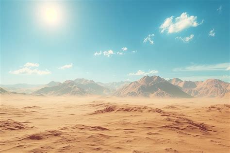 Premium Photo Desert With The Sun Shining And Scorching Hot Weather