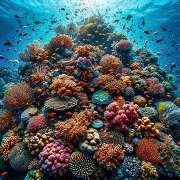 Colorful Fish Swimming Among Coral Formations In A Beautiful Underwater