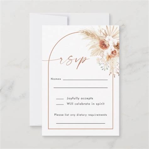 Boho Wedding Rsvp Card Vertical Response Card Zazzle