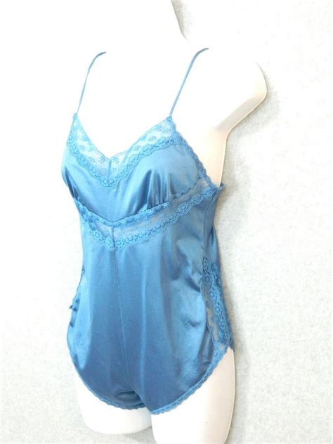 Vintage 70 S Blue Teddy Lace Lingerie One Piece Silky Etsy