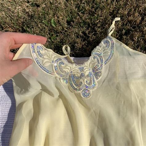 Yellow Sheer Lingerie Dress With Drill Edge And Depop