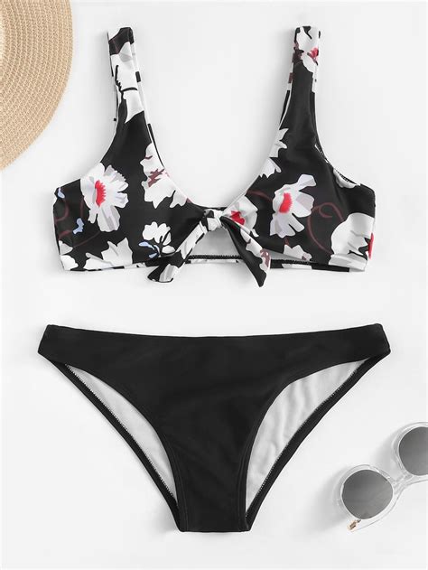 Random Floral Top With Low Rise Bikini Set Low Rise Bikini Bikinis