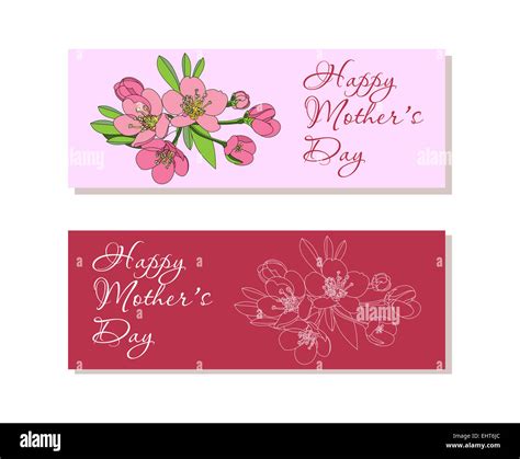 Set Of Banners With Flowers For Mothers Day Stock Photo Alamy