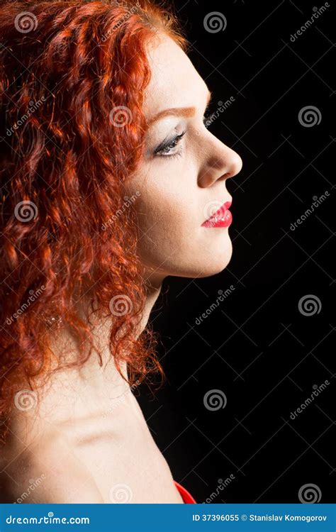 Mooi Meisje Met Krullend Rood Haar Stock Afbeelding Image Of Brunette Haar 37396055