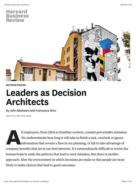 Pdf Leaders As Decision Architects Benito Arru Ada Home And Gino