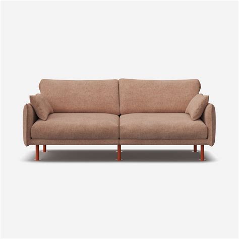 rest  seater sofa mocha chenille weave brick legs cozmo