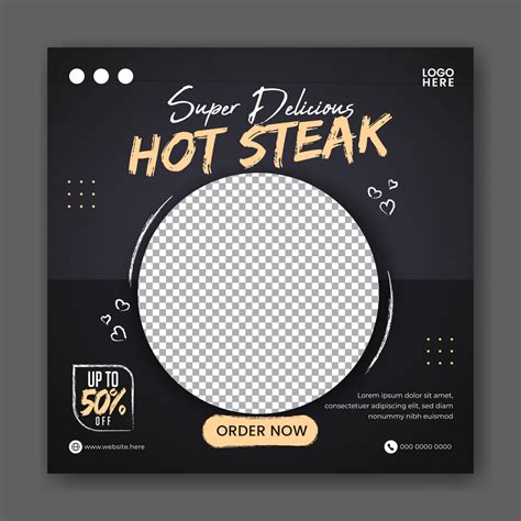 Food steak social media promotion and banner post design template