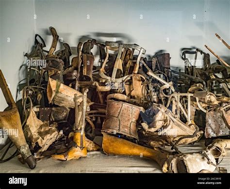 Auschwitz Oswiecim Polonia Junio 05 2019 El montón de prótesis de