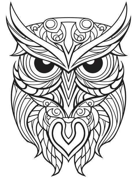 Owl bird coloring book for adults vector, digital mandala illustration ...