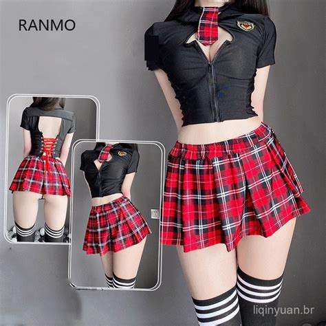 Uniforme Estudantil Estilo Japonês Mini Saia Lingerie Sexy Cosplay Anime Fantasia de Renda Top