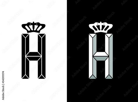 Black And White H Queen Letter Stock Vector Adobe Stock