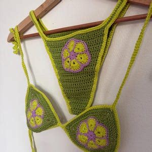 African Flower Crochet Bikini Set Etsy